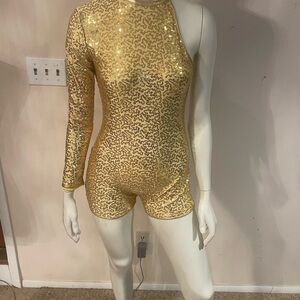 Gold Sequin One-Shoulder Bodysuit